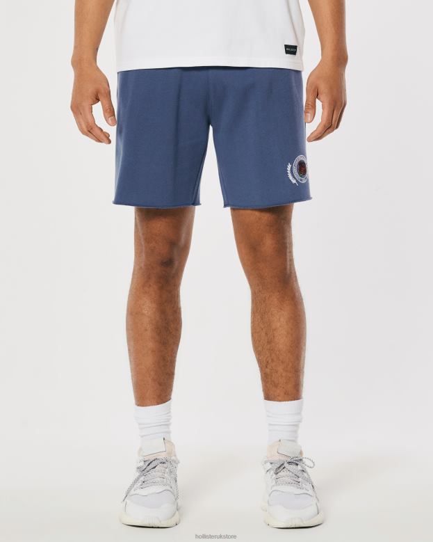 Bottoms Hollister Men Fleece Varsity Graphic Shorts 7\\ 488201340 Navy